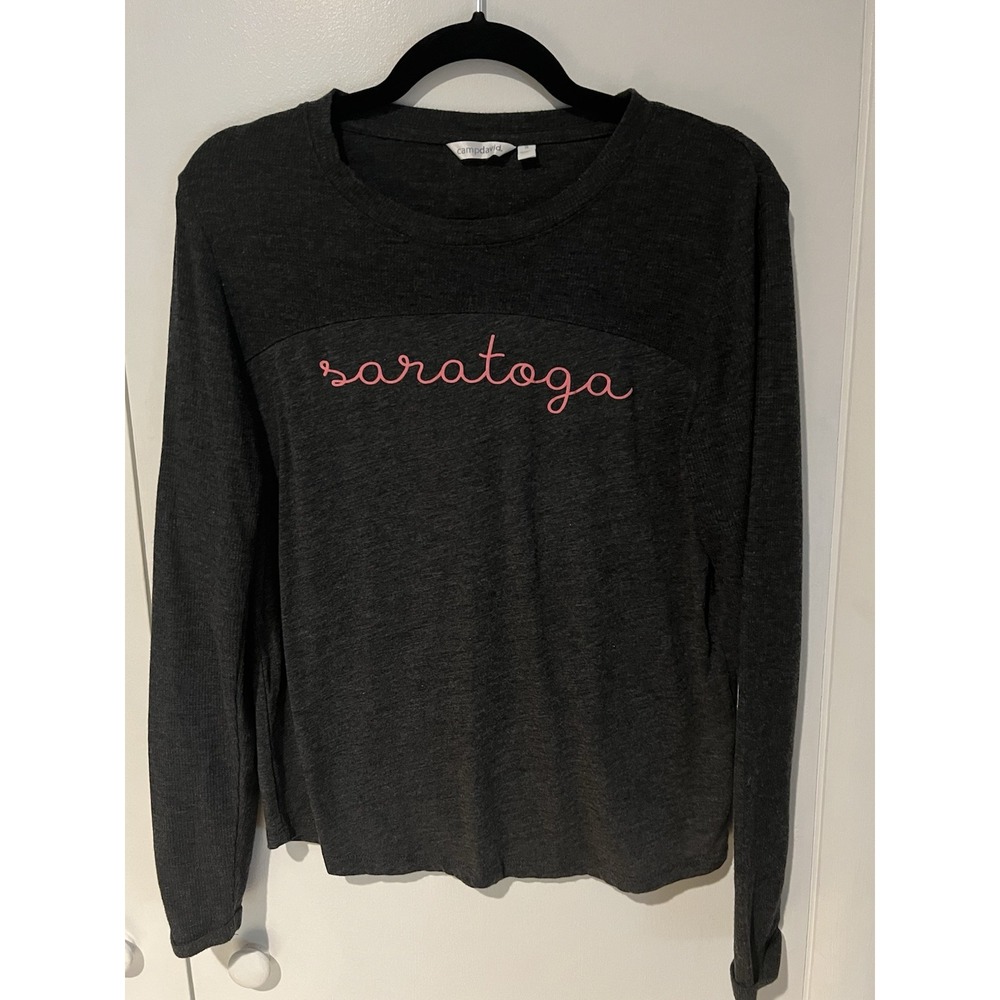 Camp David Women's Large Saratoga Lightweight  Heathered Grey Pink Long Sleeve